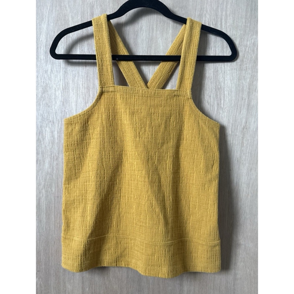 Madewell Apron Cross-Back Tank Top Golden Yellow Size XS Apron-style Textural